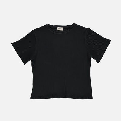 Womens Cotton Ribbed Orgeat Tee - Pirate Black