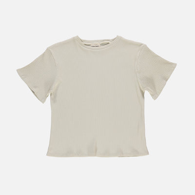 Womens Cotton Ribbed Orgeat Tee - Almond Milk