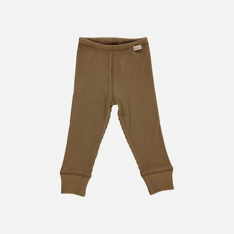 Cotton Basilic Rib Leggings - Dull Gold
