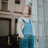 Cotton Denim Quetsch Dungarees - Light Blue