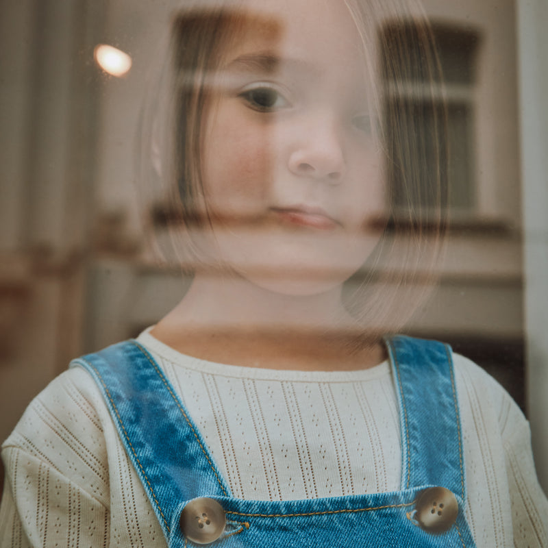 Cotton Denim Quetsch Dungarees - Light Blue