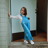 Cotton Denim Quetsch Dungarees - Light Blue