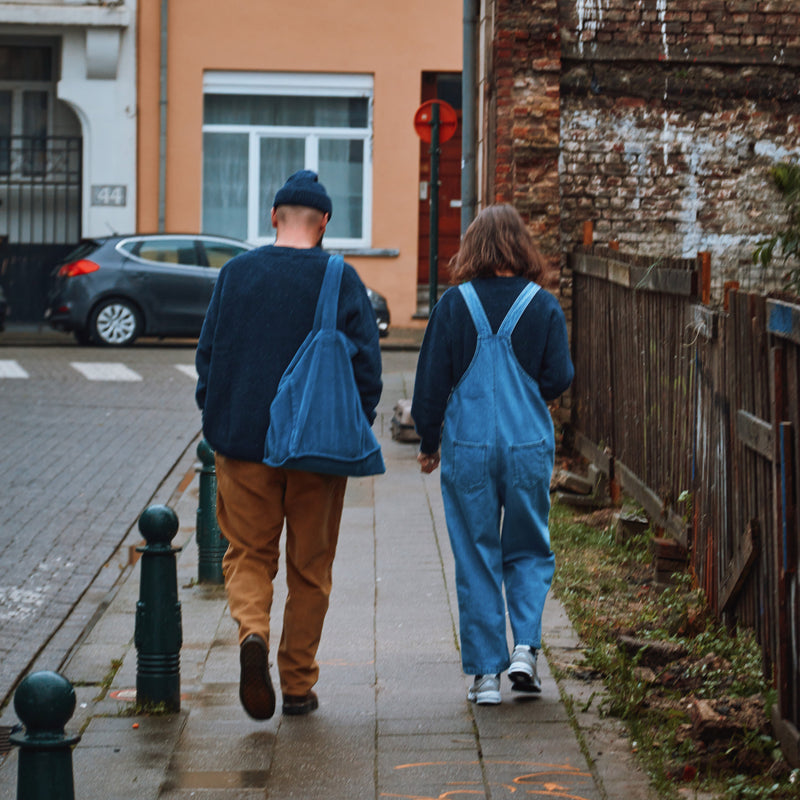 Women's Cotton Denim Dungarees - Light Blue
