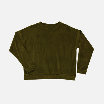 Womens Cotton Velour Acentra Sweatshirt - Fir Green
