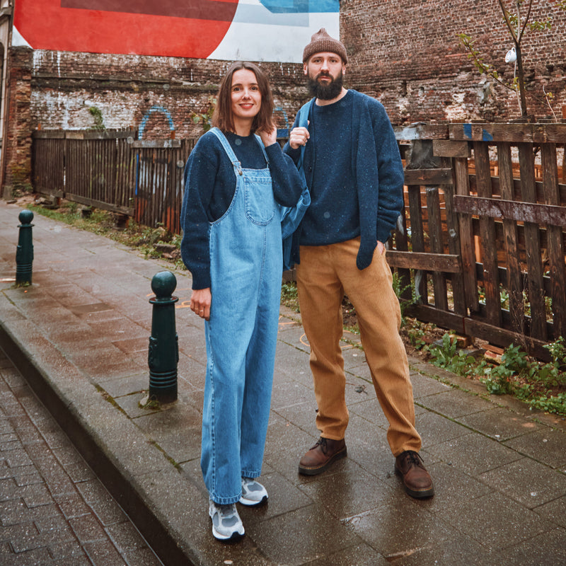 Women's Cotton Denim Dungarees - Light Blue