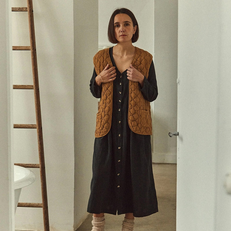 Women's Cotton Quilted Cercis Vest - Dull Gold