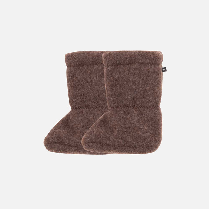 Baby Merino Wool Fleece Booties - Dark Brown