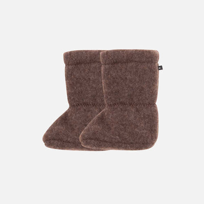 Baby Merino Wool Fleece Booties - Dark Brown