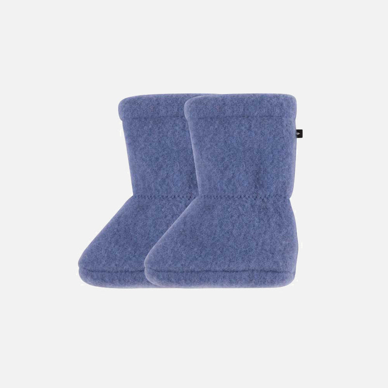 Baby Merino Wool Fleece Booties - Smoke Blue