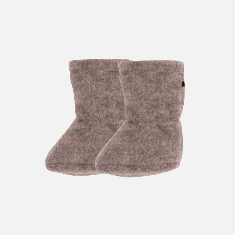 Baby Merino Wool Fleece Booties - Stone Grey