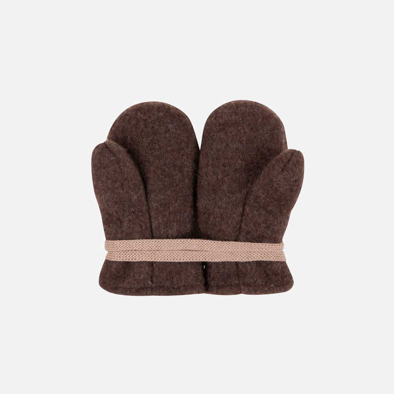 Baby & Kids Merino Wool Fleece Mittens - Dark Brown