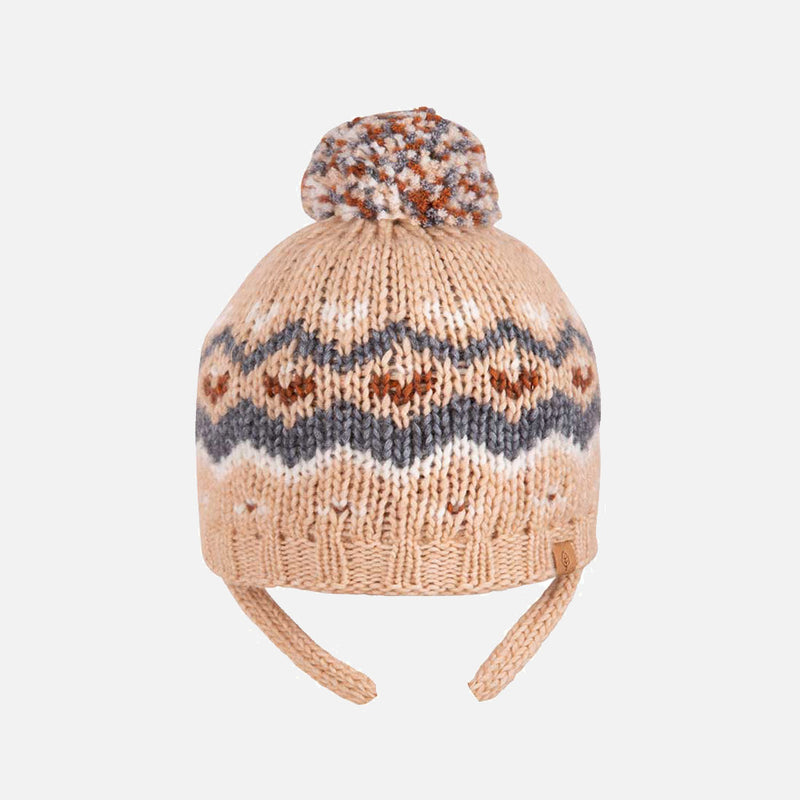 Baby & Kids Merino Wool/Cotton Pom Pom Hat - Almond