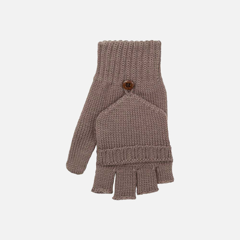 Merino Wool Fingerless Gloves/Mittens - Cashmere Grey