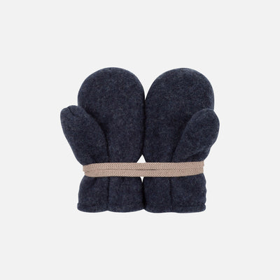 Baby & Kids Merino Wool Fleece Mittens - Dark Blue