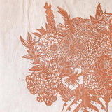 Handprinted Linocut Bunch of Blooms - Orange/Brown