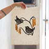 Handprinted Linocut - Wrens & Catkins
