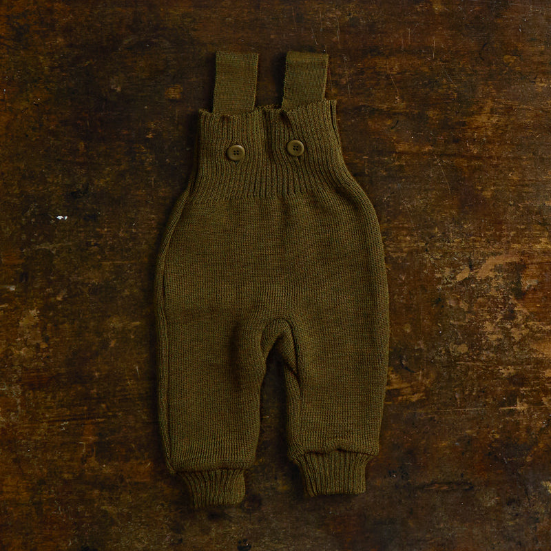 Baby Merino Wool Dungarees - Seaweed