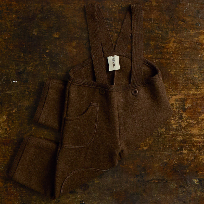 Baby & Kids Pocket Dungarees - Boiled Merino Wool - Hazelnut