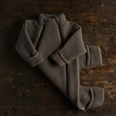 Baby & Kids Merino Wool fleece Zip Suit - Cocoa