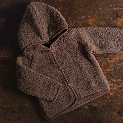 Baby & Kids Wool Teddy Fleece Kuku Hooded Jacket - Choco Martini
