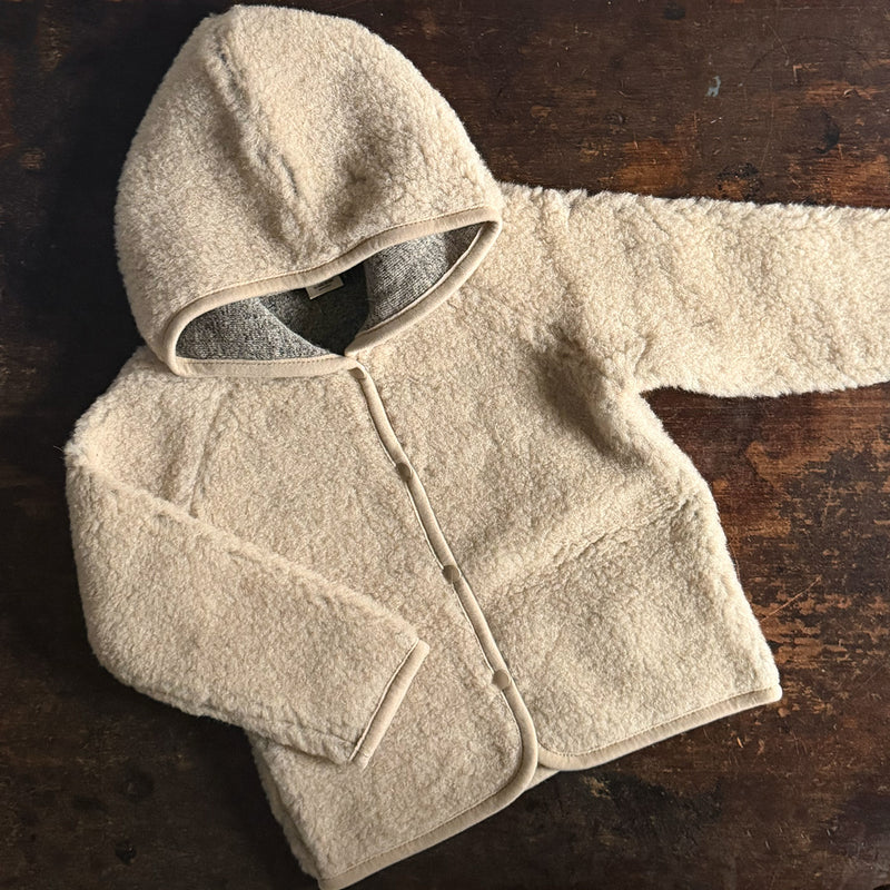 Baby & Kids Wool Teddy Fleece Kuku Hooded Jacket - Sand