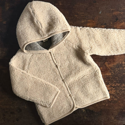 Baby & Kids Wool Teddy Fleece Kuku Hooded Jacket - Sand