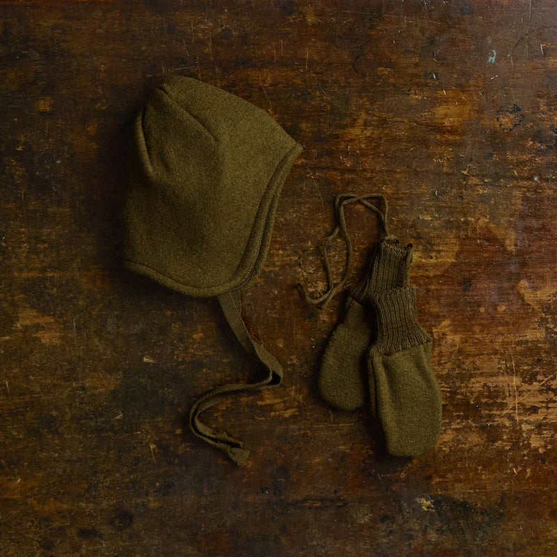 Boiled Merino Wool Mittens - Seaweed