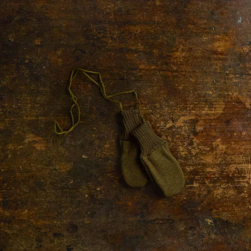 Boiled Merino Wool Mittens - Seaweed