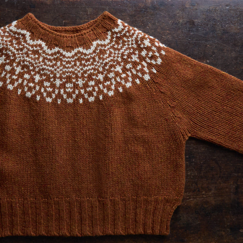 Cropped Isle Women's Sweater - Donegal Wool - Cinnamon