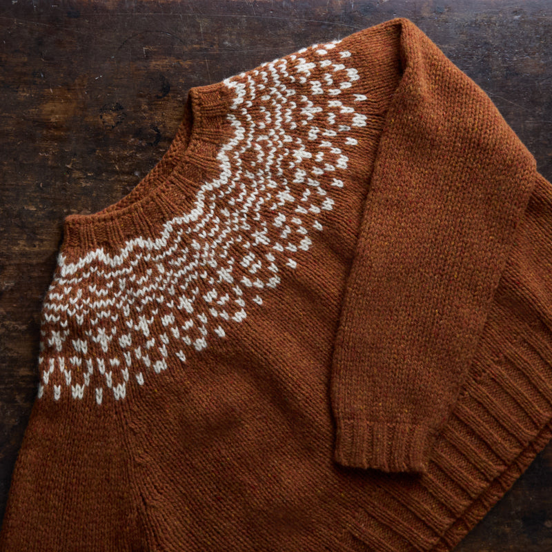 Cropped Isle Women's Sweater - Donegal Wool - Cinnamon
