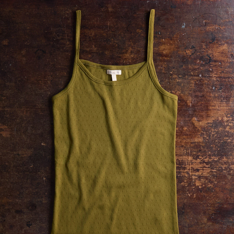 Cygnus Women's Top - Cotton Pointelle - Olive