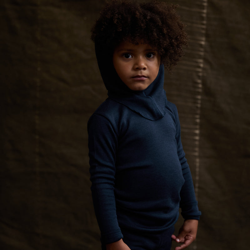 Darter Baby & Kids Balaclava - Merino Wool & Silk - Night Ocean