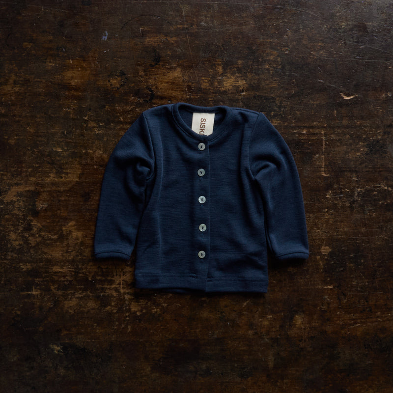 Dove Baby Cardigan - Merino Wool & Silk - Night Ocean