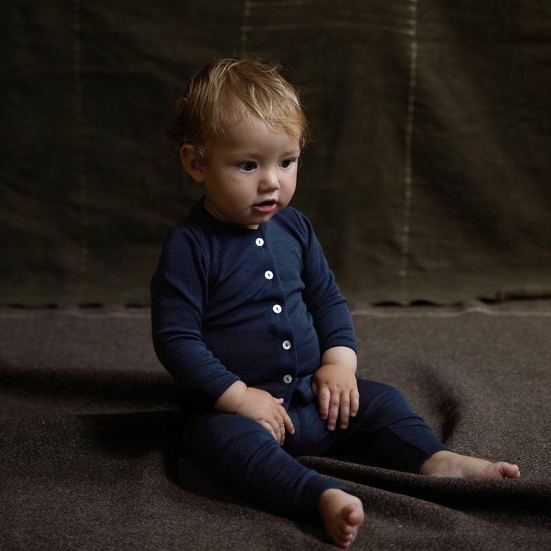 Dove Baby Cardigan - Merino Wool & Silk - Night Ocean