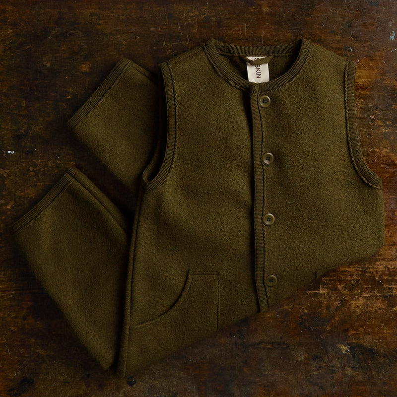 Earth Playsuit - Boiled Merino Wool - Seaweed