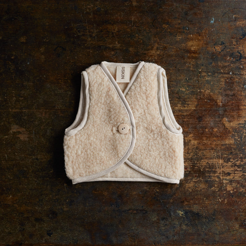 Fawn Baby Vest - Wool Teddy Fleece - Oatmeal