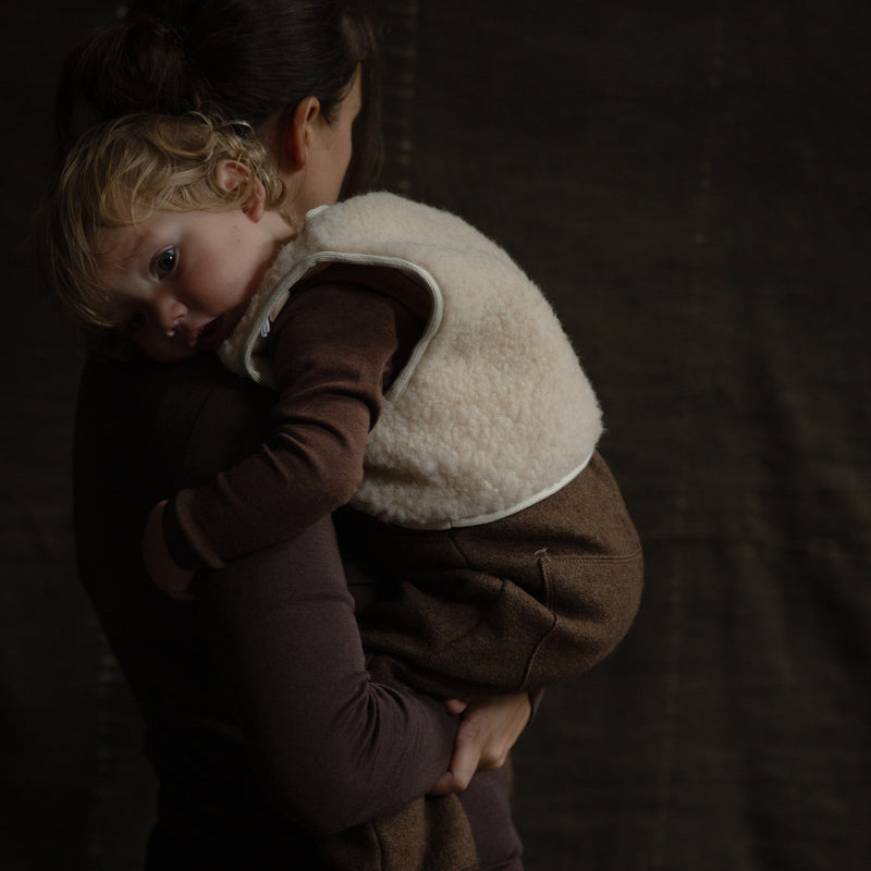 Fawn Baby Vest - Wool Teddy Fleece - Oatmeal