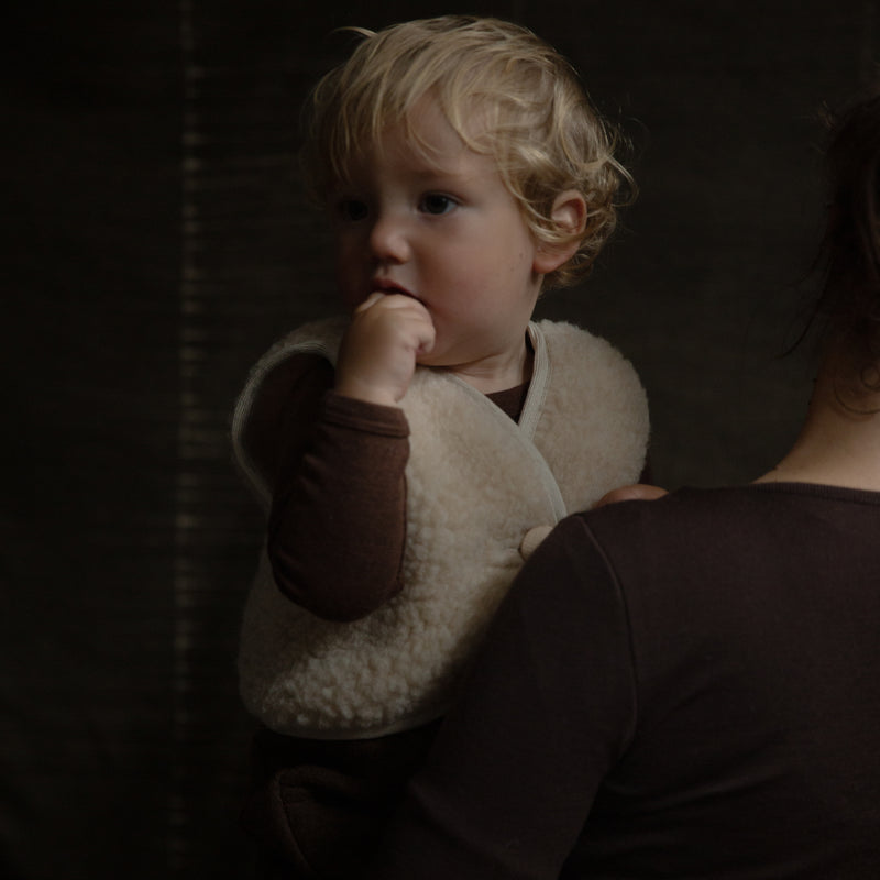 Fawn Baby Vest - Wool Teddy Fleece - Oatmeal