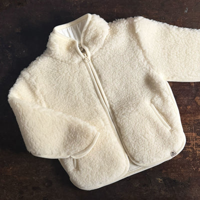 Kids Wool Teddy Fleece Zip Jacket - Natural
