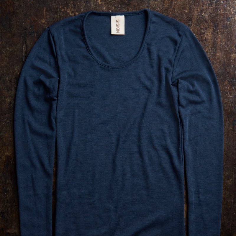 Lark Women’s Top - Merino Wool & Silk - Night Ocean