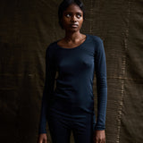 Lark Women’s Top - Merino Wool & Silk - Night Ocean