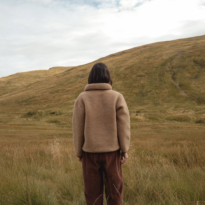 Oryx Women's Jacket - Wool Teddy Fleece - Walnut