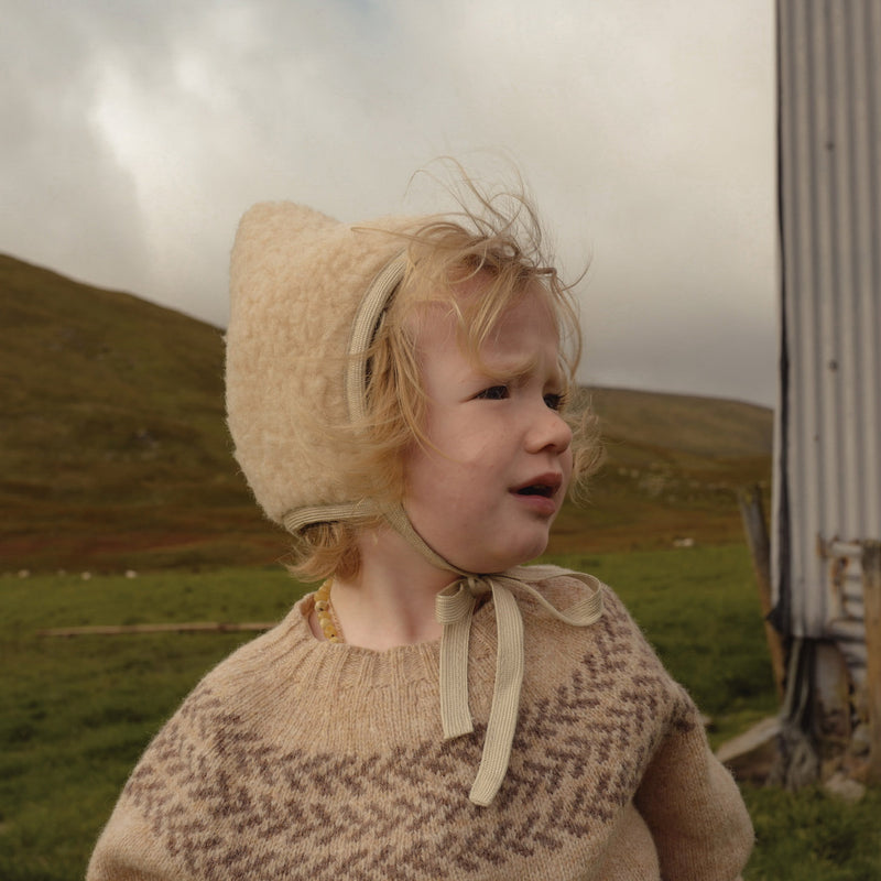 Topi Baby & Kids Bonnet - Wool Teddy Fleece - Oatmeal