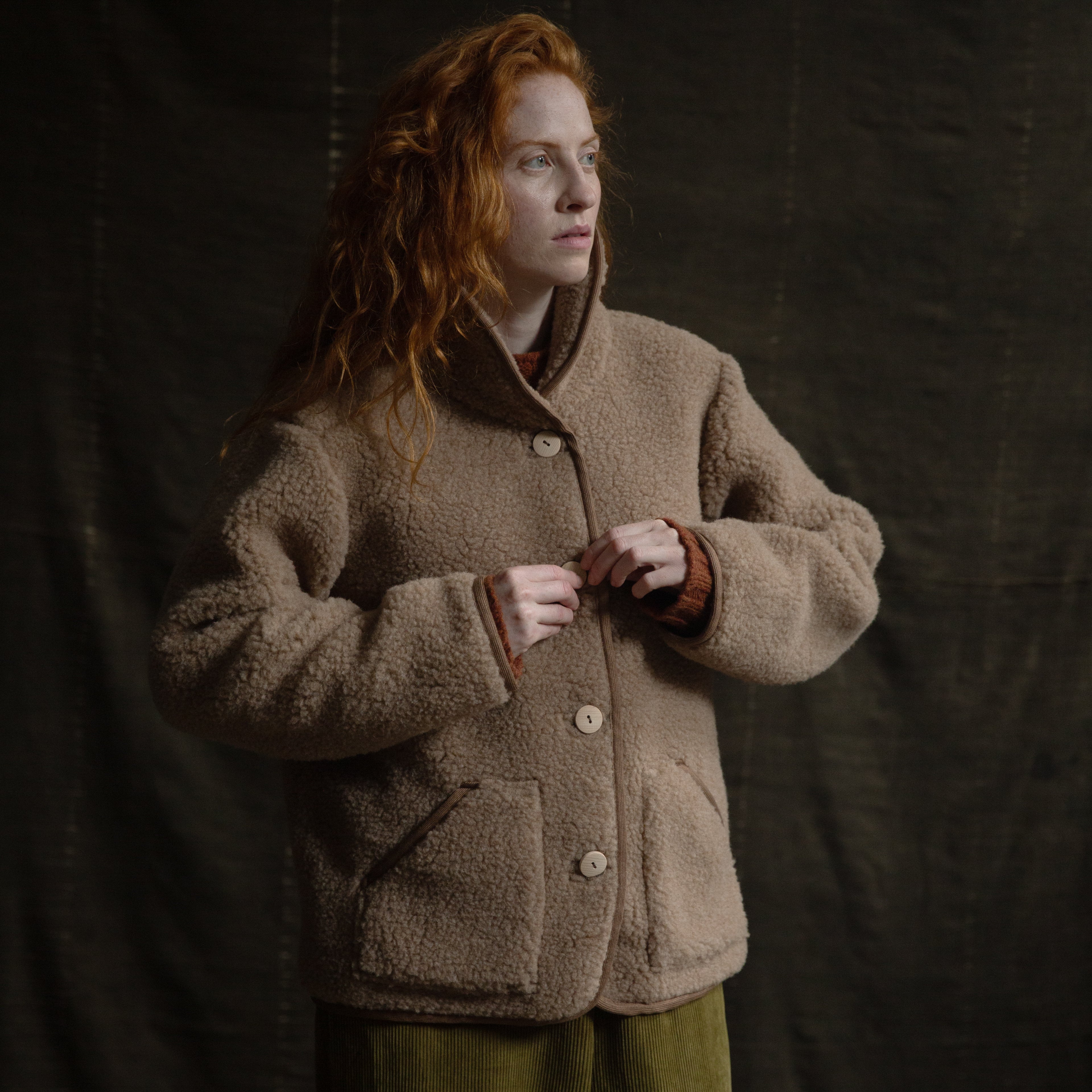Oryx Women's Jacket - Wool Teddy Fleece - Walnut – MamaOwl