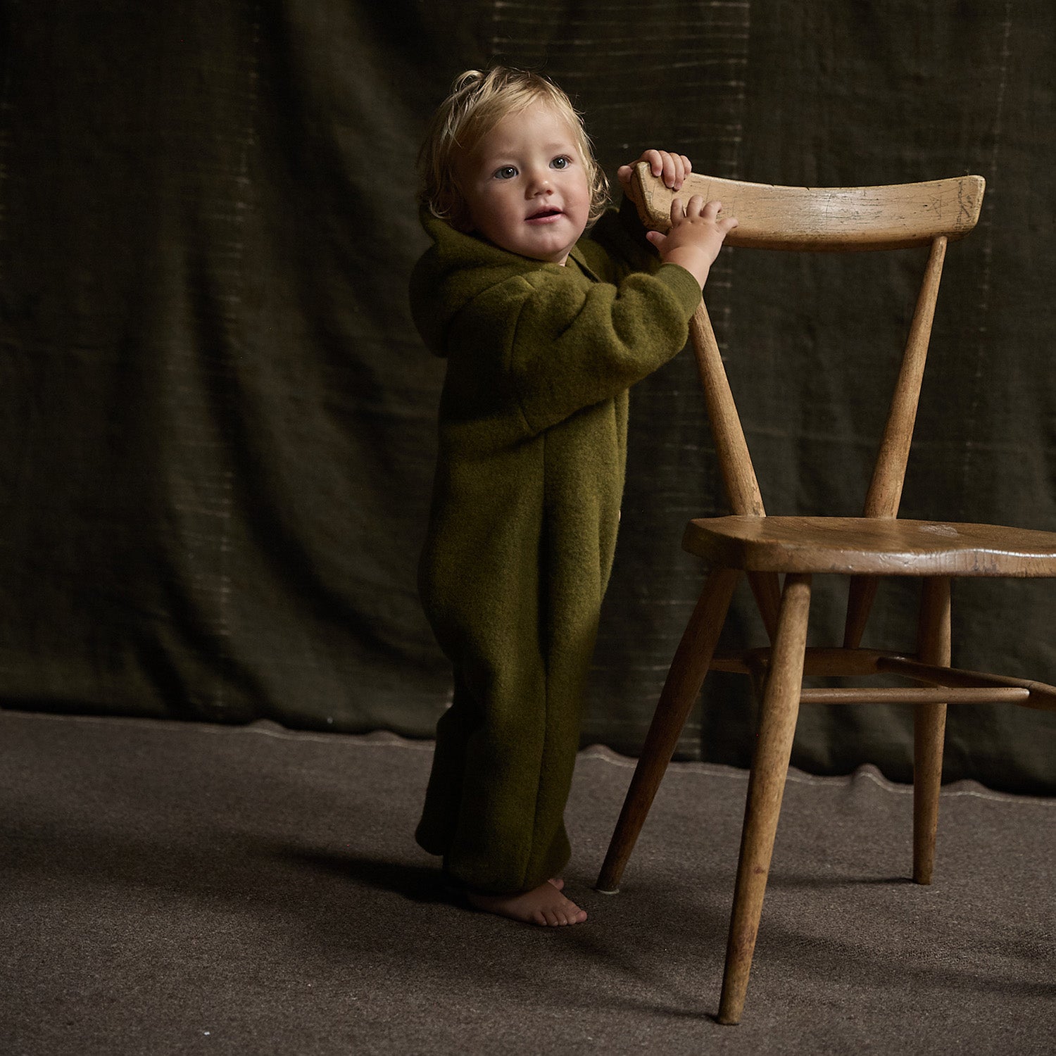 Baby/Kids' Merino Wool Fleece Suit in green - sizes 0 mth-2