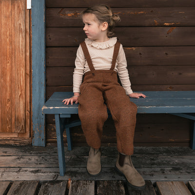 River Baby & Kids Dungarees - Boiled Merino Wool - Auburn