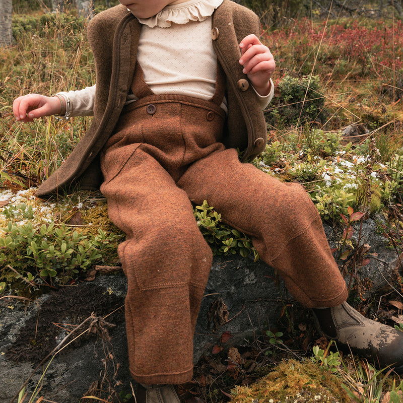 River Baby & Kids Dungarees - Boiled Merino Wool - Auburn