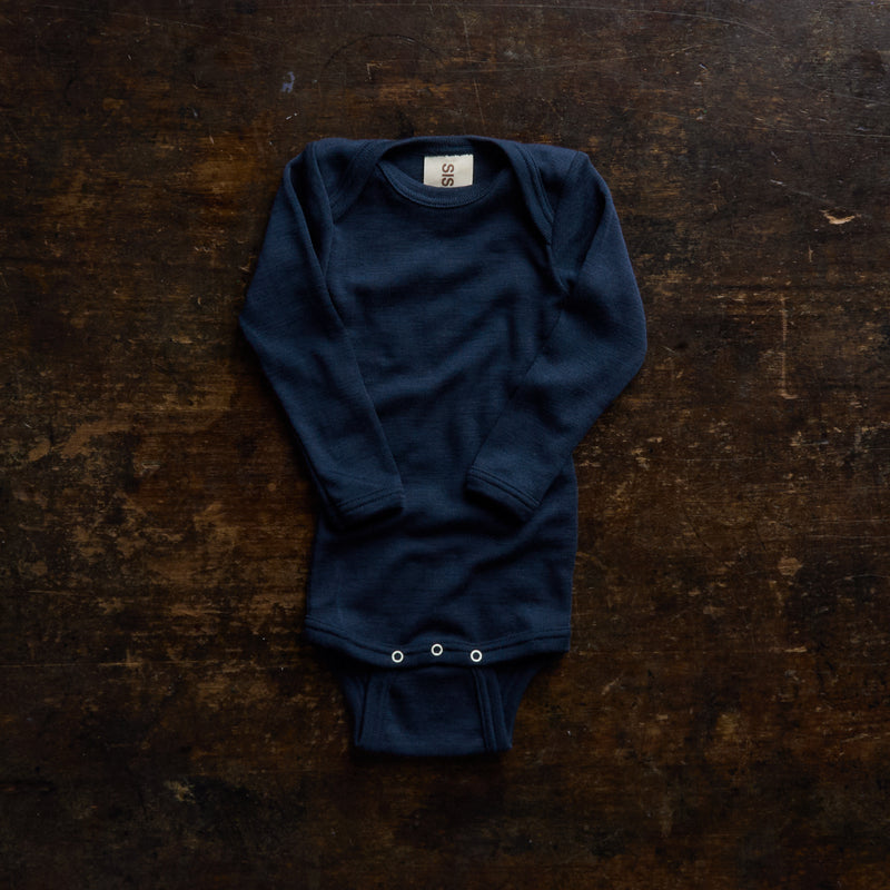 Robin Baby Body - Merino Wool & Silk - Night Ocean