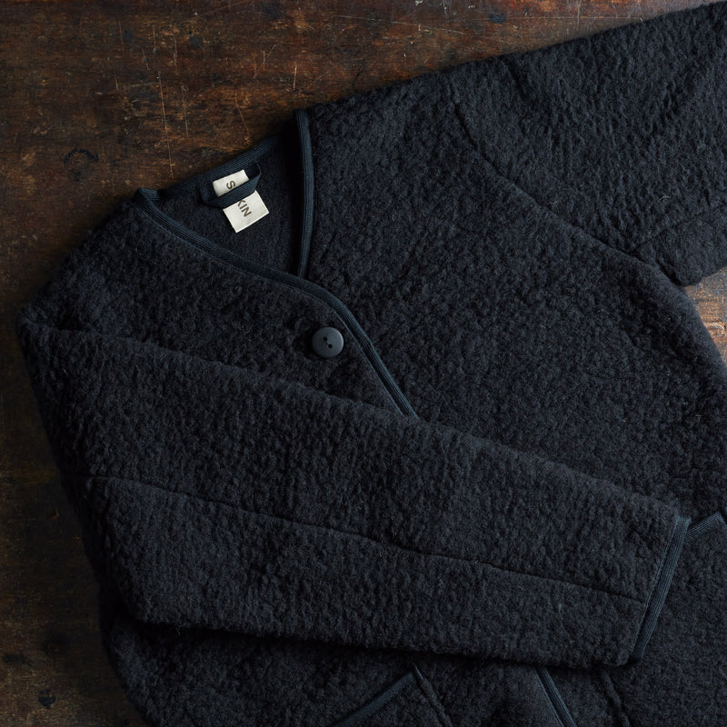 Sika Women's Coat - Wool Teddy Fleece - Coal