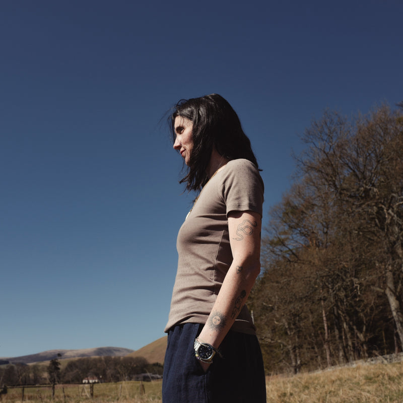 Smew Women's Top - Cotton Pointelle - Timber